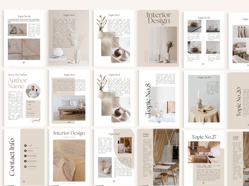 45 Page Interior Design E-Book Template | Canva Editable | Lead Magnet & Digital Product Template for Designers - Smoothy Home