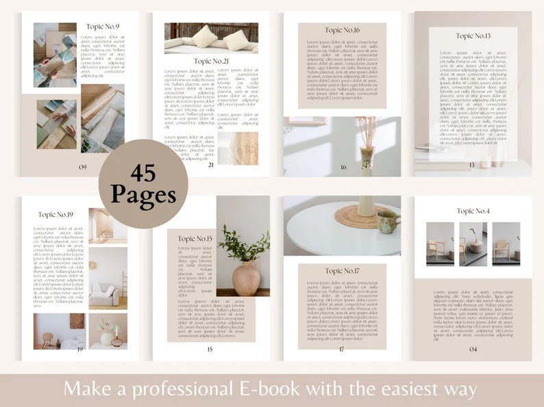 45 Page Interior Design E-Book Template | Canva Editable | Lead Magnet & Digital Product Template for Designers - Smoothy Home