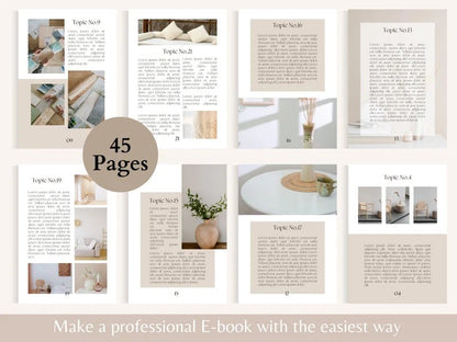 45 Page Interior Design E-Book Template | Canva Editable | Lead Magnet & Digital Product Template for Designers - Smoothy Home