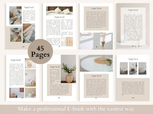 45 Page Interior Design E-Book Template | Canva Editable | Lead Magnet & Digital Product Template for Designers - Smoothy Home