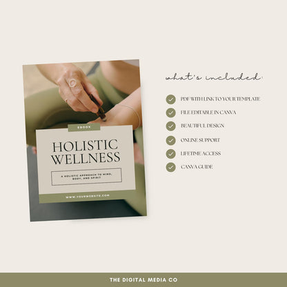 Holistic Wellness Ebook | Editable Canva Template | Mind, Body & Spirit Guide | Done-For-You Lead Magnet