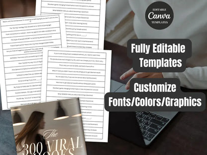 DFY 300 Viral Hooks Roadmap | Done-For-You Canva Templates (2026 Edition) + MRR/PLR | Faceless Content