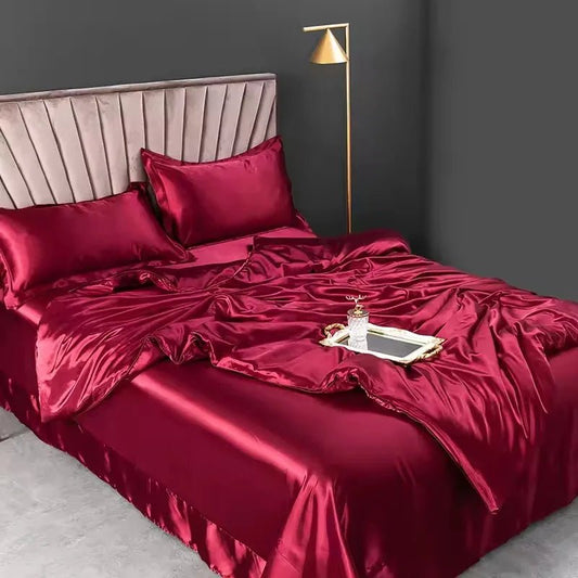 4pcs Luxury Silk Bedding Set - Smoothy Home