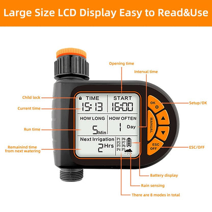 5-50M 1/4" Garden Smart Timer Irrigation Set IPX5 Waterproof LCD Automatic Watering Controller Can Be Used Water Lawn Plants kit - Smoothy Home