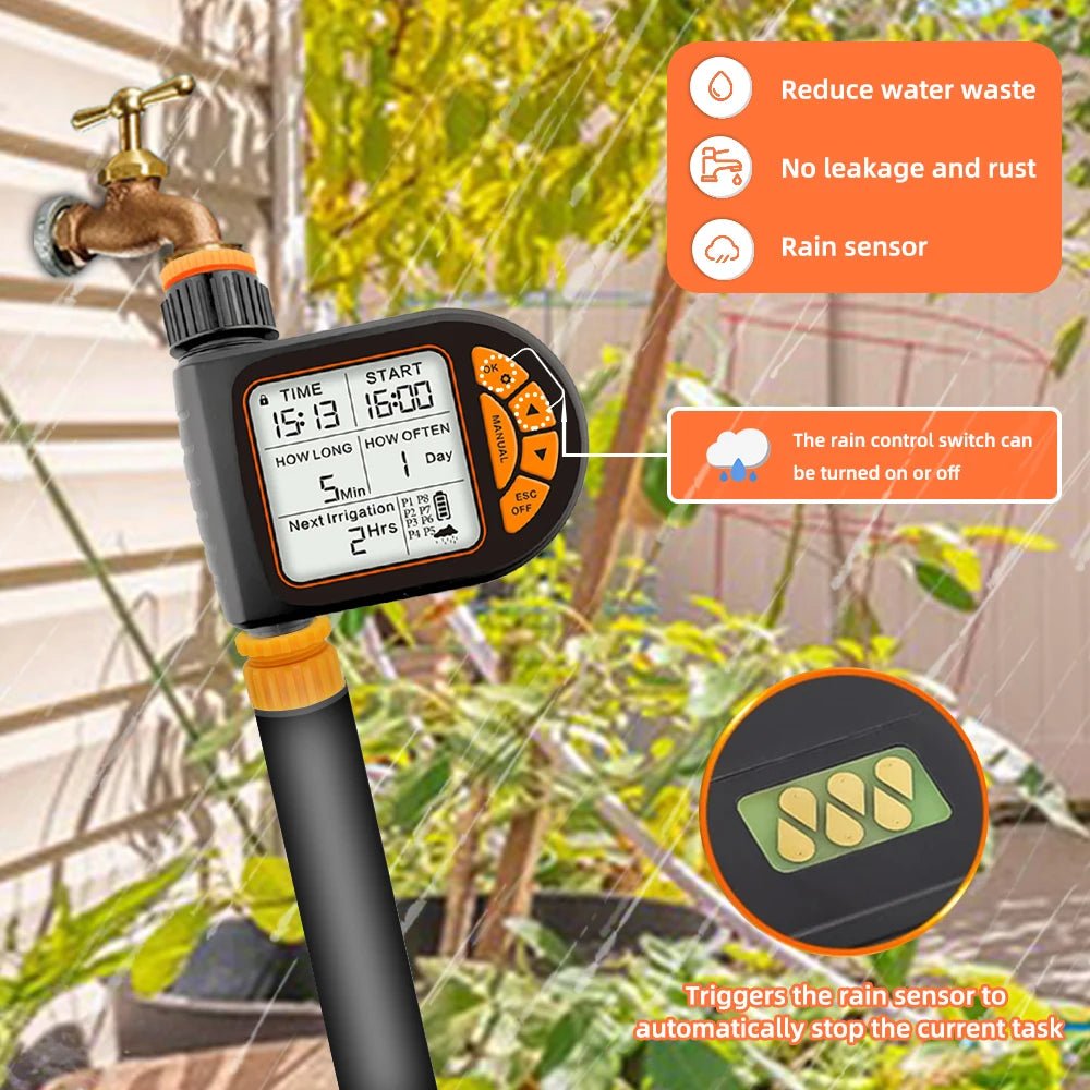5-50M 1/4" Garden Smart Timer Irrigation Set IPX5 Waterproof LCD Automatic Watering Controller Can Be Used Water Lawn Plants kit - Smoothy Home