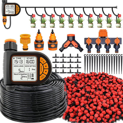 5-50M 1/4" Garden Smart Timer Irrigation Set IPX5 Waterproof LCD Automatic Watering Controller Can Be Used Water Lawn Plants kit - Smoothy Home