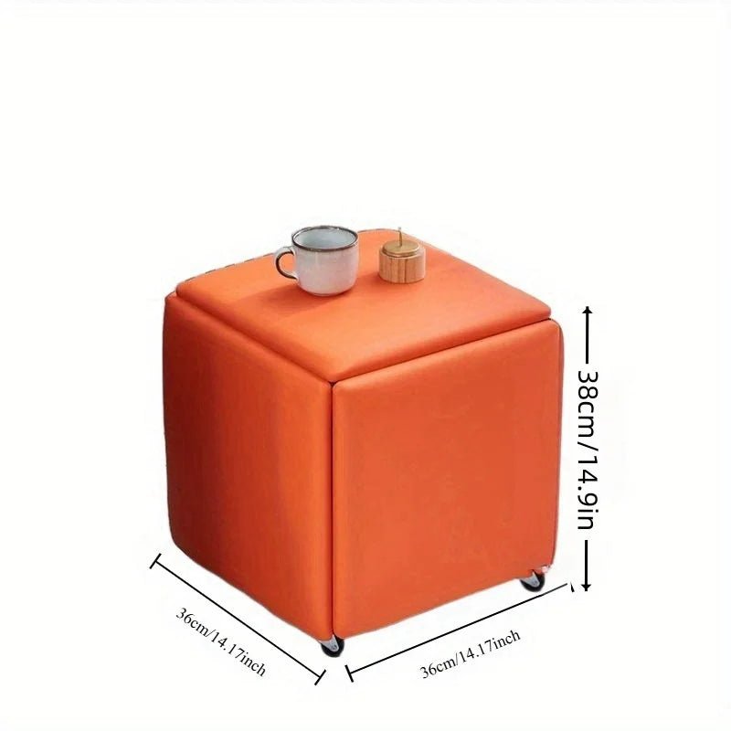 5 In 1 Pu Leather Seating Cube With Swivel Casters Staable Sofa Chair Stool Nesting Ottoman Stool Movable Footstool Dressing - Smoothy Home