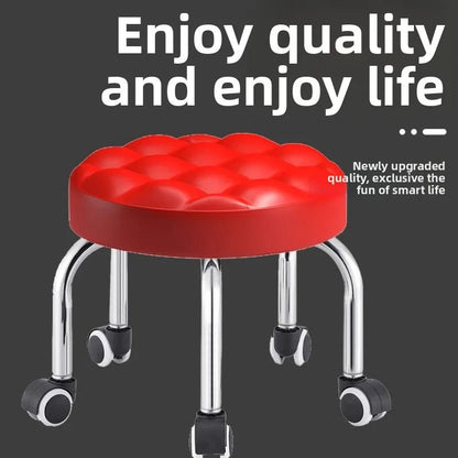 5-Wheel Metal Stool - Thickened Silent Low Stool with Sturdy Frame for Home/Foot Spa/Cosmetology/Kids - Smoothy Home