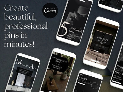 50 Professional Pinterest Pins for Interior Design | Canva Editable Templates | Home Decor Pins Bundle - Smoothy Home