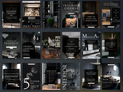 50 Professional Pinterest Pins for Interior Design | Canva Editable Templates | Home Decor Pins Bundle - Smoothy Home