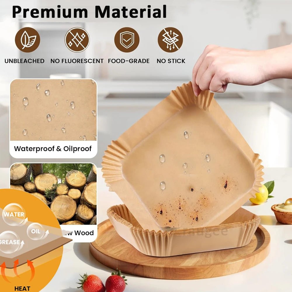 50/100pcs Air Fryer Paper Liners Non Stick Oil Proof & Waterproof Baking Paper For Microwave Air Fryer Paper Tray - Smoothy Home