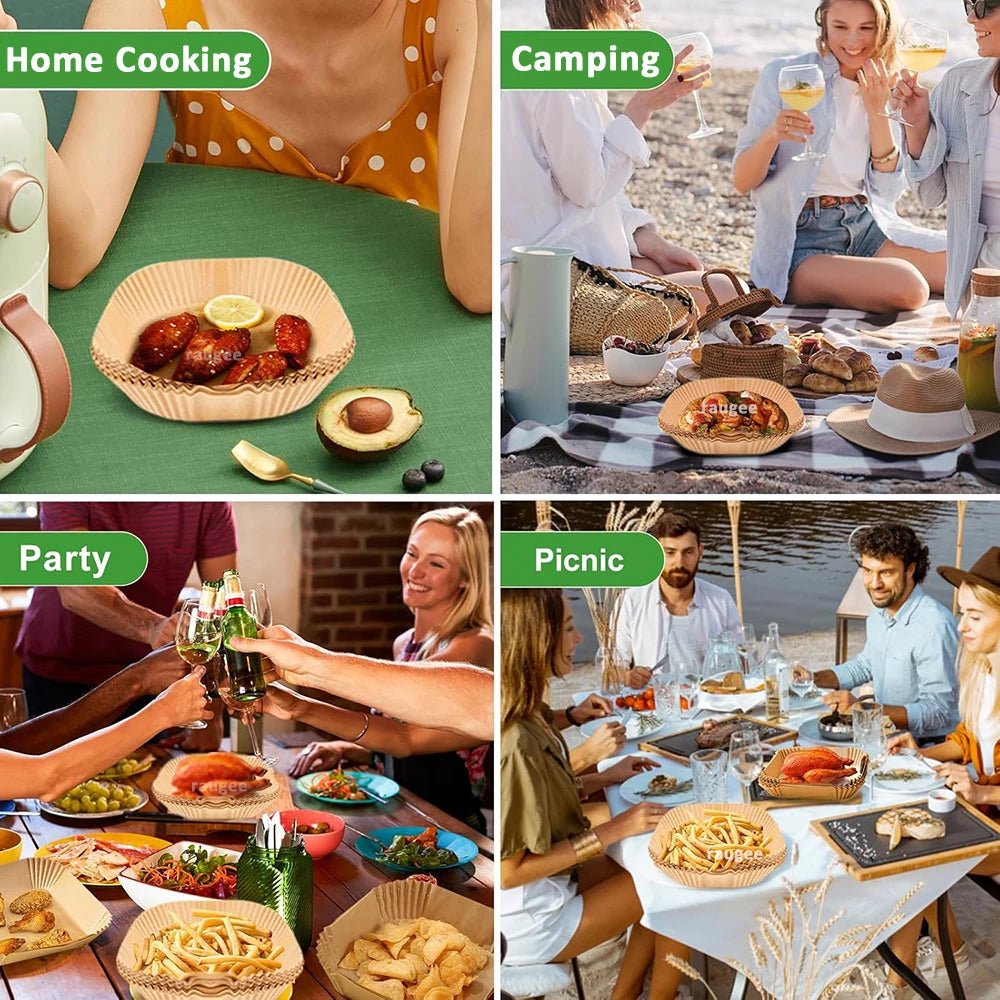 50/100pcs Air Fryer Paper Liners Non Stick Oil Proof & Waterproof Baking Paper For Microwave Air Fryer Paper Tray - Smoothy Home