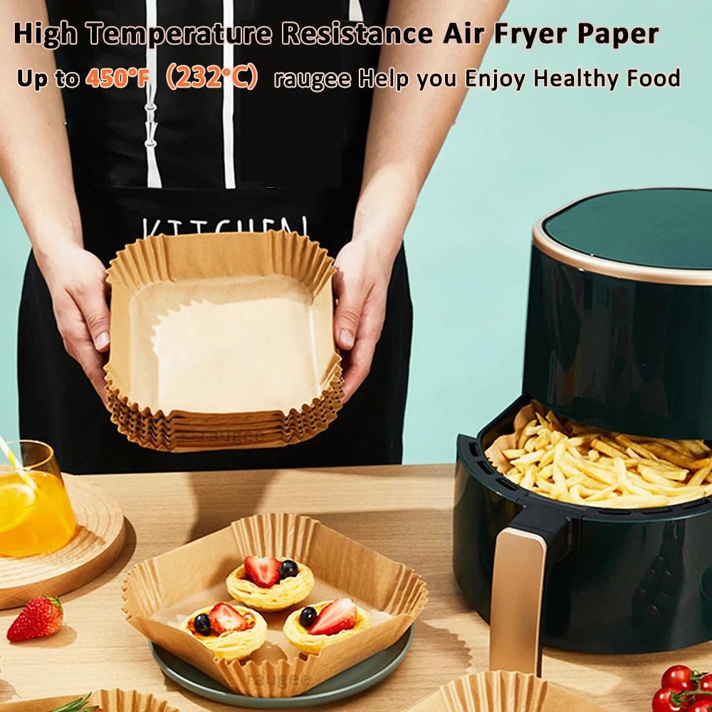 50/100pcs Air Fryer Paper Liners Non Stick Oil Proof & Waterproof Baking Paper For Microwave Air Fryer Paper Tray - Smoothy Home