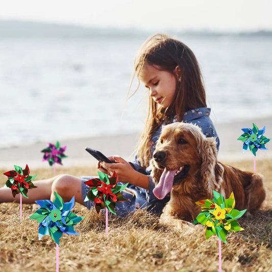 50Pcs Plastic Colorful Pinwheel Mixed Color Party Pinwheels DIY Lawn Windmill Decorative Wind Spinners for Garden Yard Decor - Smoothy Home