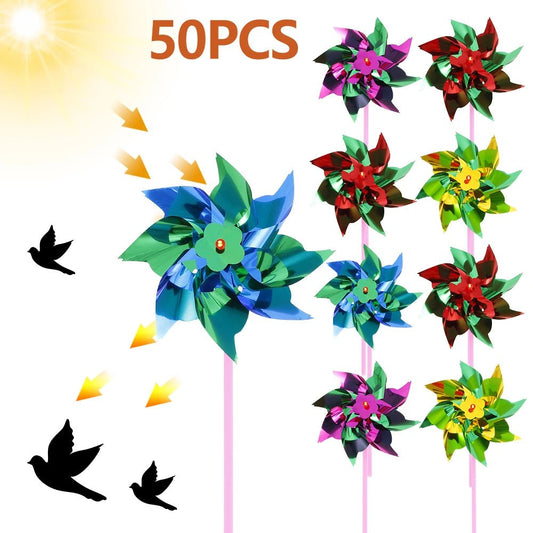 50Pcs Plastic Colorful Pinwheel Mixed Color Party Pinwheels DIY Lawn Windmill Decorative Wind Spinners for Garden Yard Decor - Smoothy Home