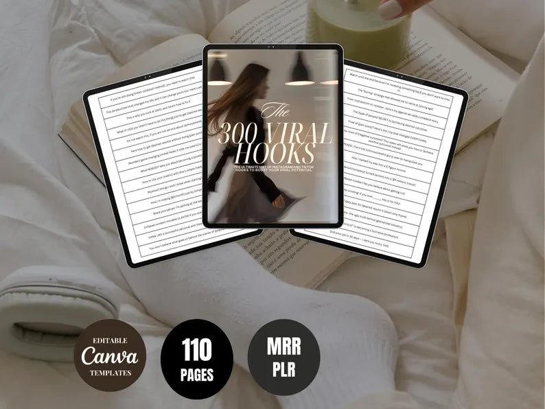 DFY 300 Viral Hooks Roadmap | Done-For-You Canva Templates (2026 Edition) + MRR/PLR | Faceless Content