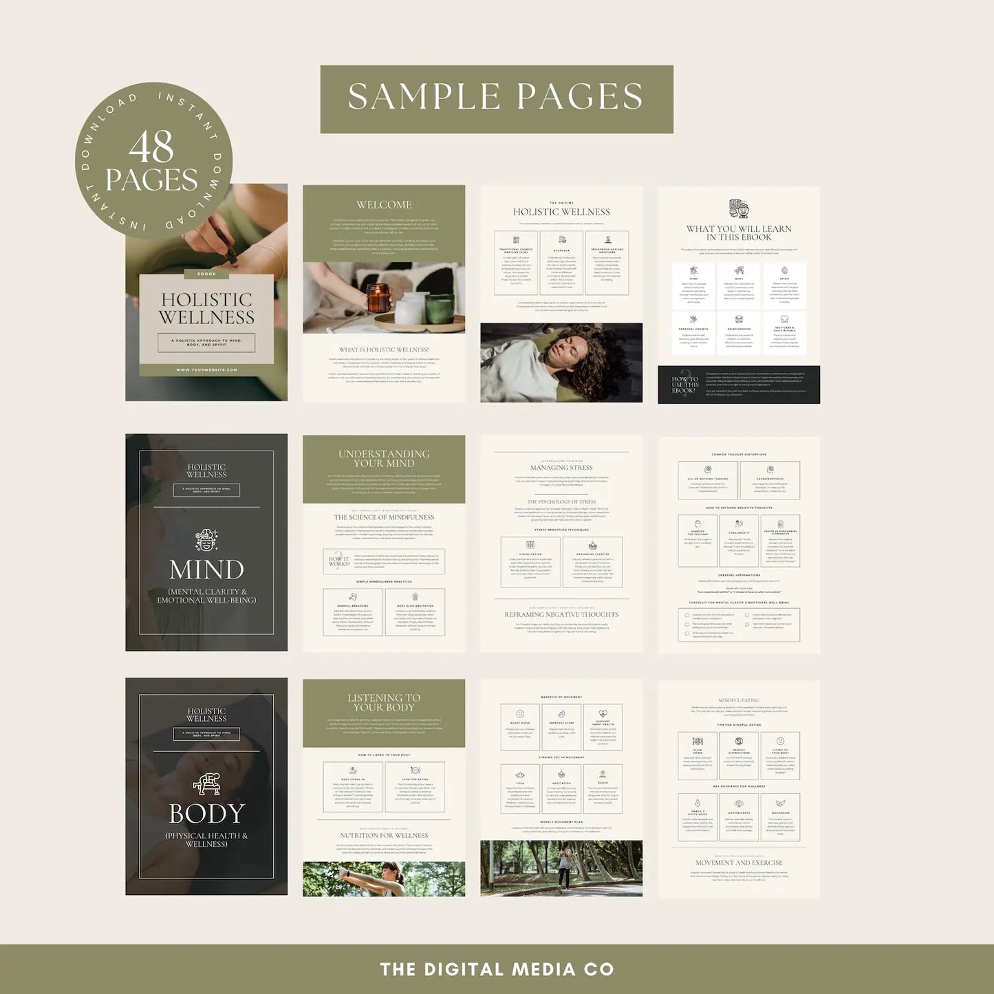 Holistic Wellness Ebook | Editable Canva Template | Mind, Body & Spirit Guide | Done-For-You Lead Magnet