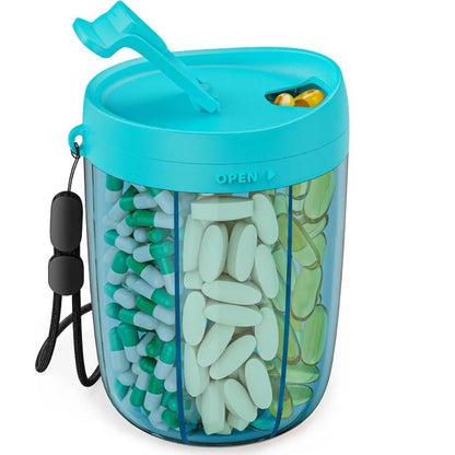 6 Compartments Pill Dispenser Wide Opening Plastic Pill Organizer Box Anti-Mix Design BPA-Free Pill Storage Bottle for Vitamin - Smoothy Home