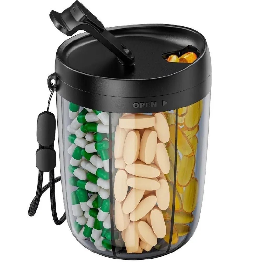 6 Compartments Pill Dispenser Wide Opening Plastic Pill Organizer Box Anti-Mix Design BPA-Free Pill Storage Bottle for Vitamin - Smoothy Home