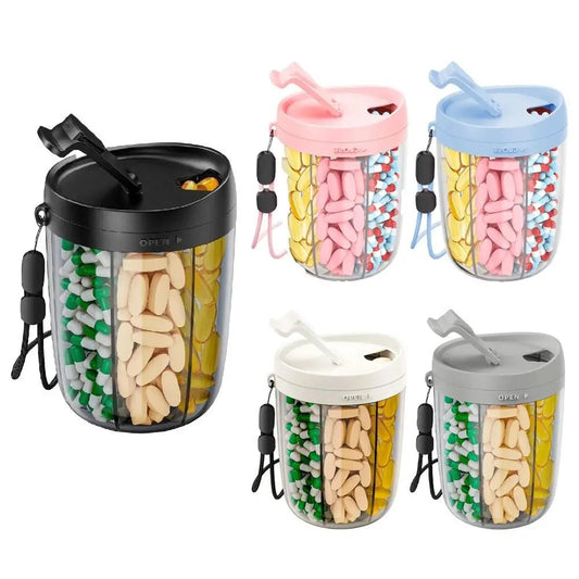 6 Compartments Pill Dispenser Wide Opening Plastic Pill Organizer Box Anti-Mix Design BPA-Free Pill Storage Bottle for Vitamin - Smoothy Home