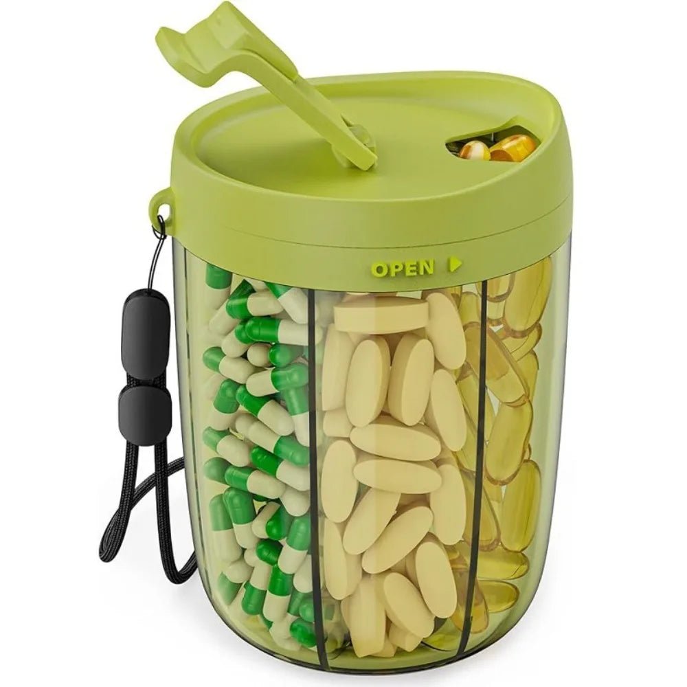6 Compartments Pill Dispenser Wide Opening Plastic Pill Organizer Box Anti-Mix Design BPA-Free Pill Storage Bottle for Vitamin - Smoothy Home