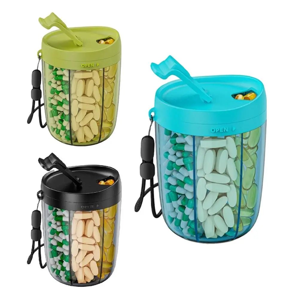 6 Compartments Pill Dispenser Wide Opening Plastic Pill Organizer Box Anti-Mix Design BPA-Free Pill Storage Bottle for Vitamin - Smoothy Home