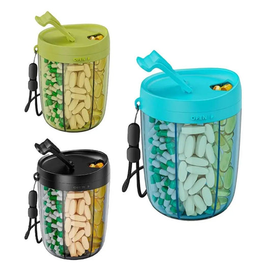 6 Compartments Pill Dispenser Wide Opening Plastic Pill Organizer Box Anti-Mix Design BPA-Free Pill Storage Bottle for Vitamin - Smoothy Home