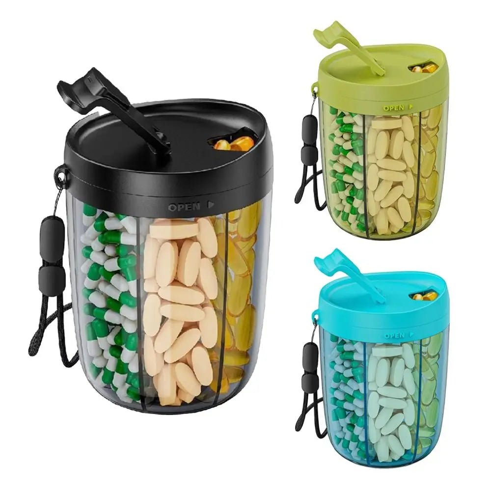 6 Compartments Pill Dispenser Wide Opening Plastic Pill Organizer Box Anti-Mix Design BPA-Free Pill Storage Bottle for Vitamin - Smoothy Home