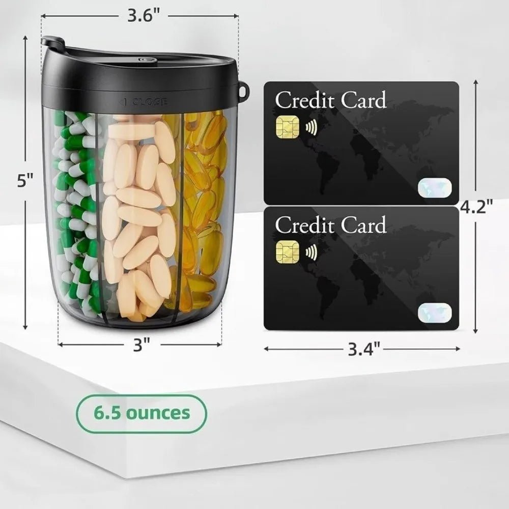 6 Compartments Pill Dispenser Wide Opening Plastic Pill Organizer Box Anti-Mix Design BPA-Free Pill Storage Bottle for Vitamin - Smoothy Home