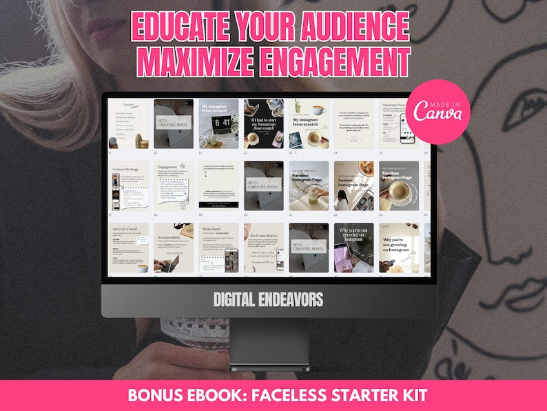Viral Aesthetic Instagram Carousels | Done-For-You Content with MRR/PLR | Faceless & Digital Product Niches + Bonus Ebook