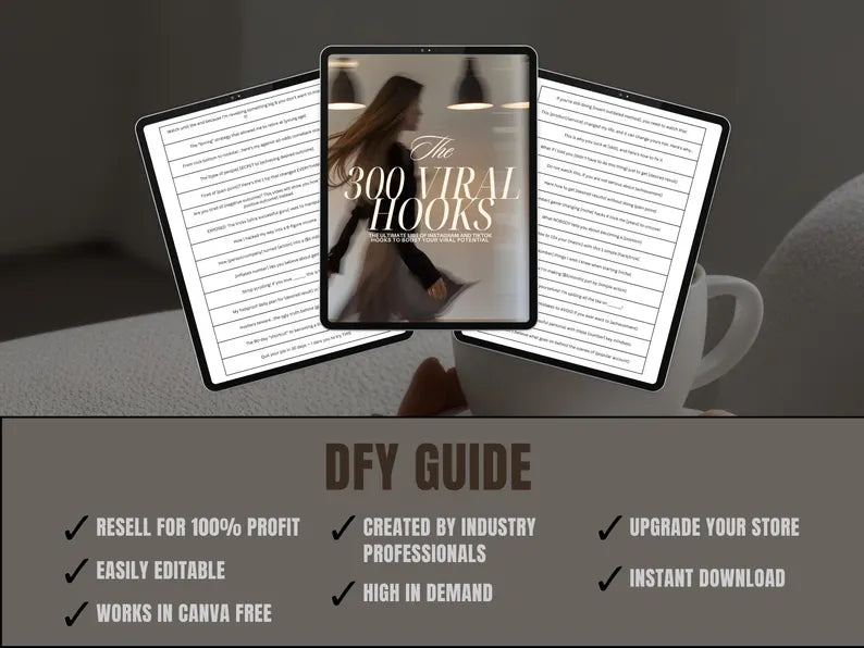 DFY 300 Viral Hooks Roadmap | Done-For-You Canva Templates (2026 Edition) + MRR/PLR | Faceless Content