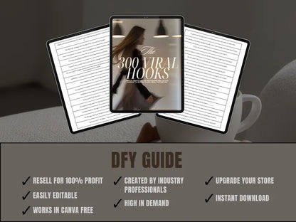 DFY 300 Viral Hooks Roadmap | Done-For-You Canva Templates (2026 Edition) + MRR/PLR | Faceless Content