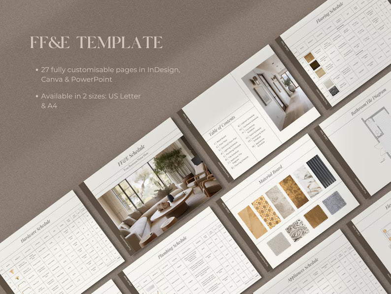 Interior Design Proposal + Presentation + FF&E Bundle | Canva Editable Client Proposal Templates for Designers