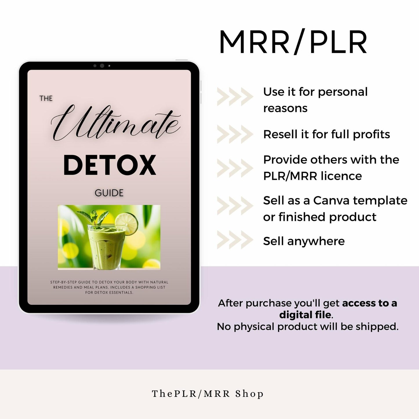 The Ultimate Detox Guide | Step-by-Step Natural Detox with Meal Plan + Free Self Care Planner | PLR/MRR Rights