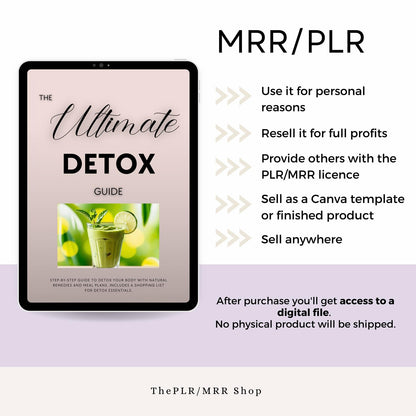 The Ultimate Detox Guide | Step-by-Step Natural Detox with Meal Plan + Free Self Care Planner | PLR/MRR Rights