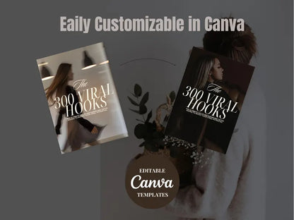 DFY 300 Viral Hooks Roadmap | Done-For-You Canva Templates (2026 Edition) + MRR/PLR | Faceless Content