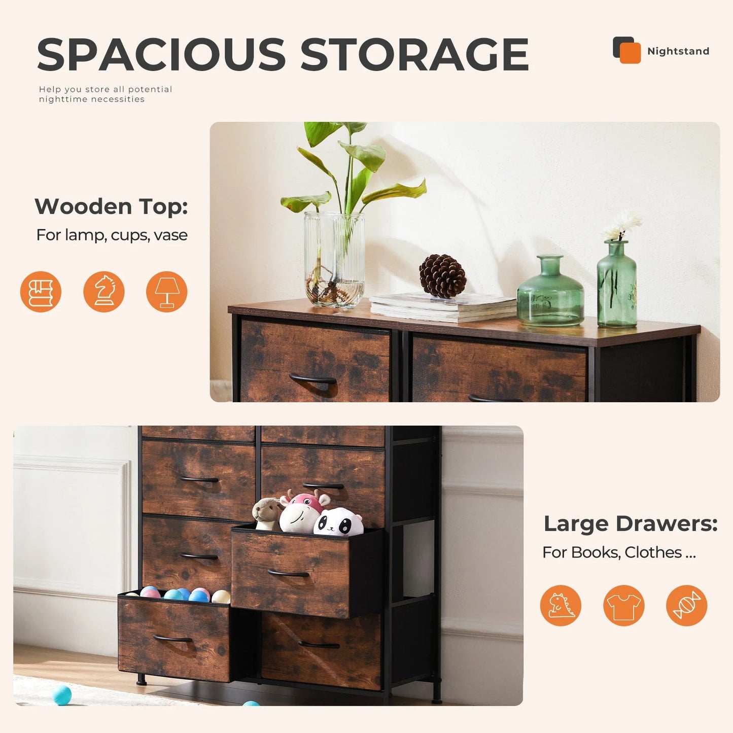 8-Drawer Nightstand Dresser - Smoothy Home