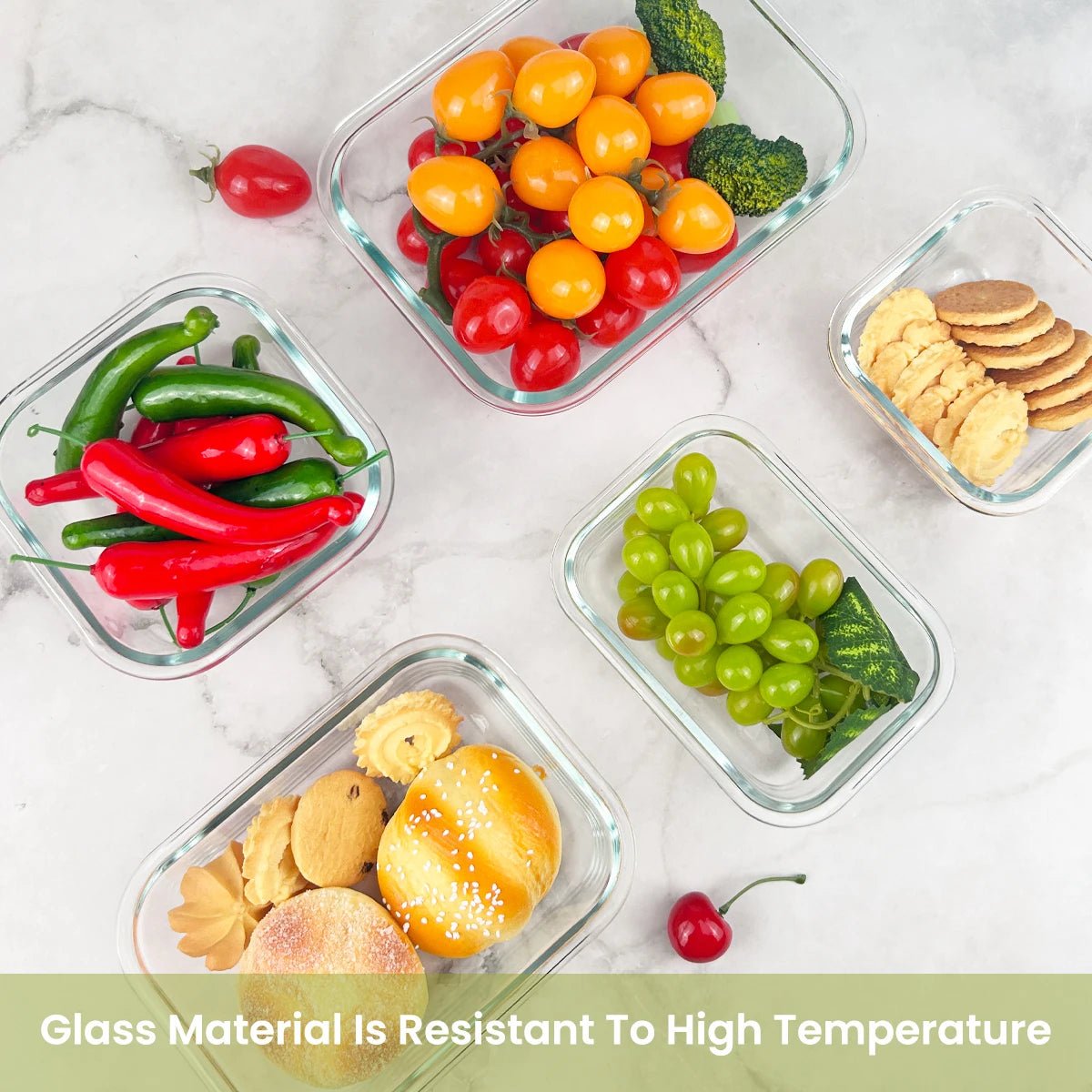 8pcs Glass Food Storage Containers Set Lunch Box Leakproof Airtight Microwave & Oven Safe Stackable Kitchen Organizers - Smoothy Home