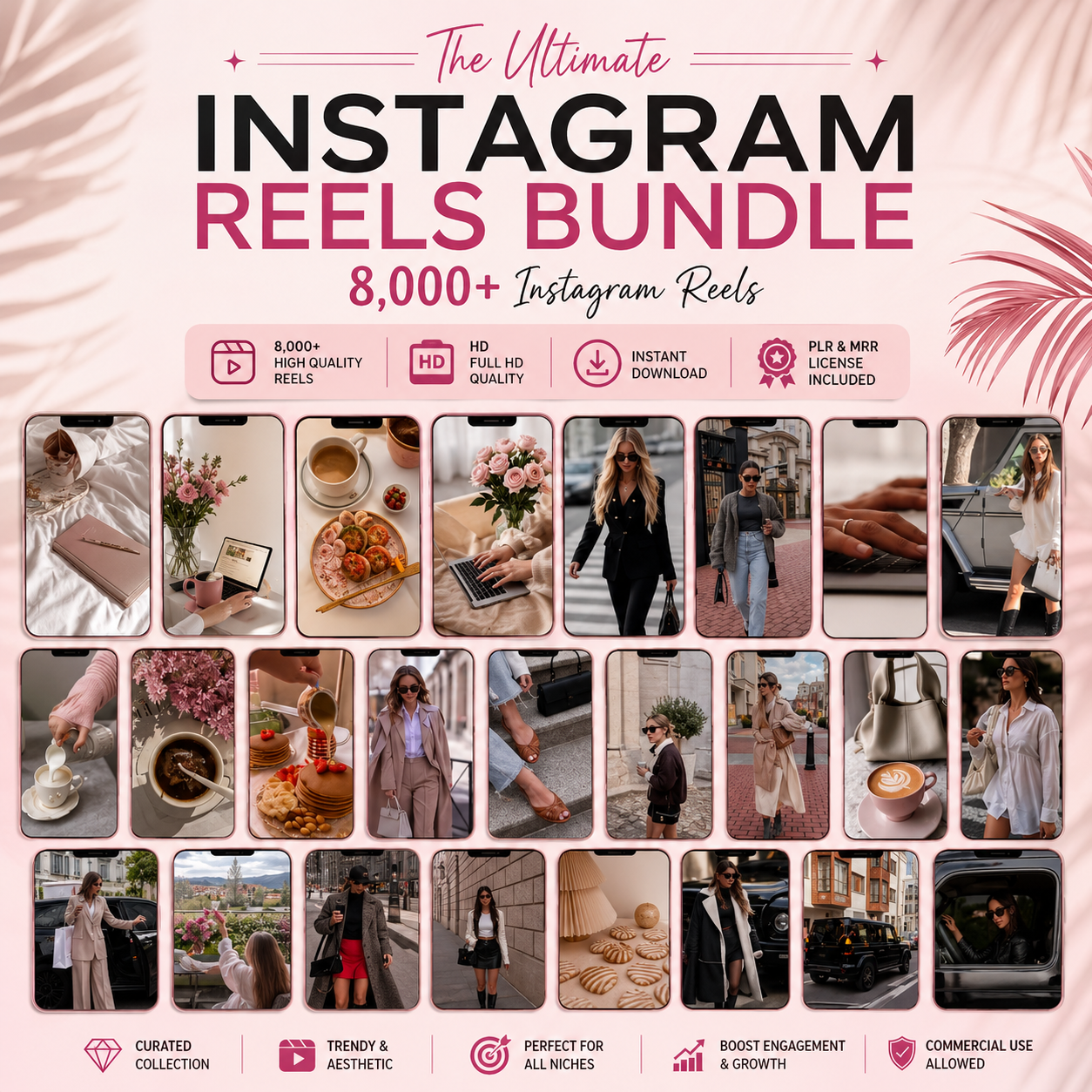 The Ultimate Instagram Reels Bundle | 8,000+ High-Quality Aesthetic Reels | PLR & MRR Rights | Instant Download