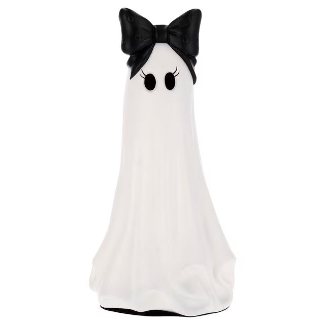 My Texas House Halloween Large Ghost with Bow Decoration, Black and White, 20"