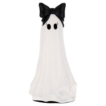 My Texas House Halloween Large Ghost with Bow Decoration, Black and White, 20"