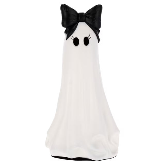 My Texas House Halloween Large Ghost with Bow Decoration, Black and White, 20"