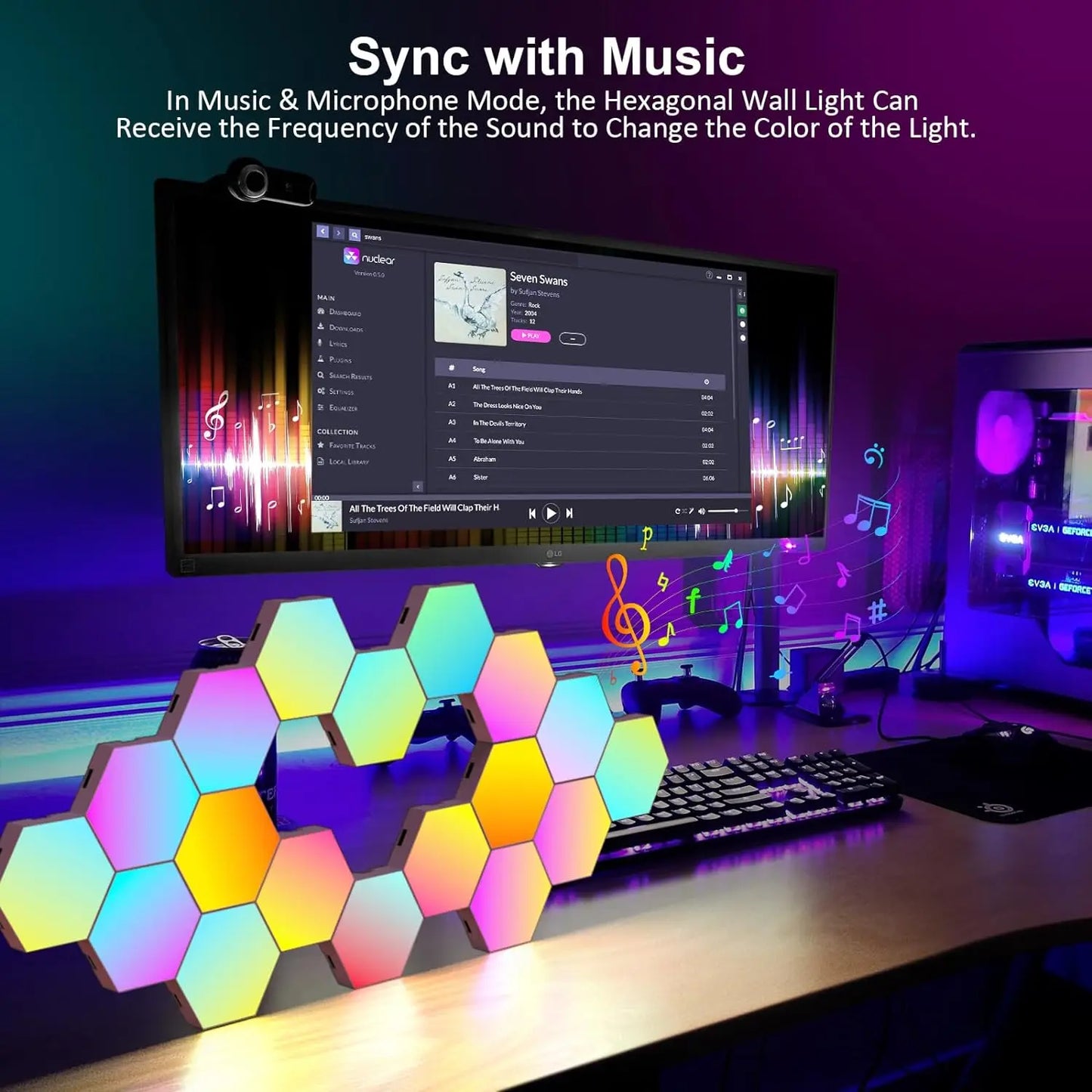 8/12/20 PCS Smart Hexagon Wall Light Color Changing Ambient Hexagonal Lights Night DIY Music Sync MeRGBW APP Games Room Bedroom