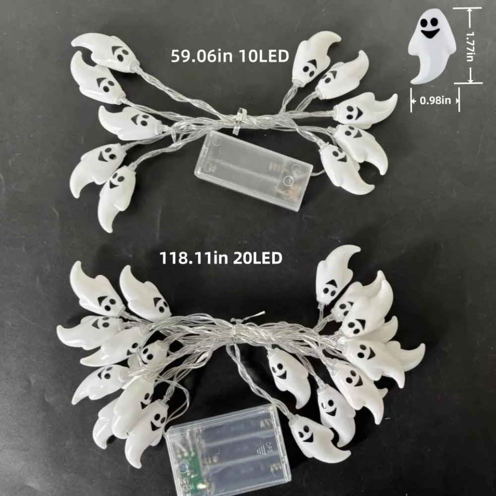 1.5M/3M LED Ghost String Lights Halloween Spooky Hanging Decoration Lamp for Party Haunted House Garden Bedroom Atmosphere Light