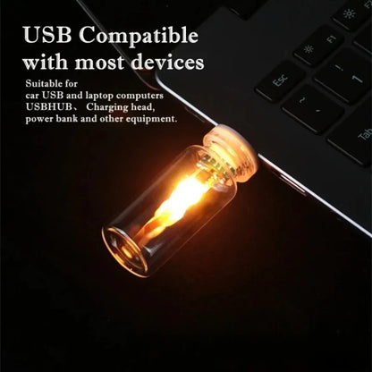 USB LED Flame Type Night Light Frosted Clear Glass Flickering Dynamic Flame Light Flash Mood Lighting for Car Interior Home Lamp