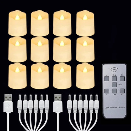 Rechargeable Led Candles Timer Remote LED Light Flameless For Wedding Room Garden Holiday Lighting Home Decor Tea Candle Lamp
