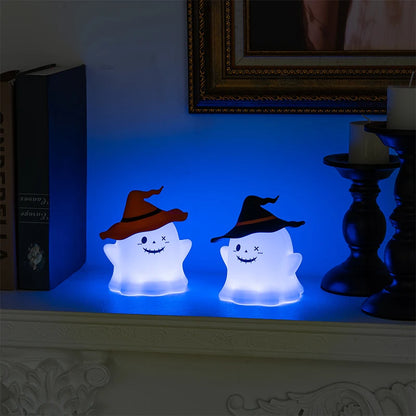 Cute Ghost Night Light for Children Rechargeable Table Lamp for Halloween RGB Desk Lamp Desktop Decorative Light Gift for Kids