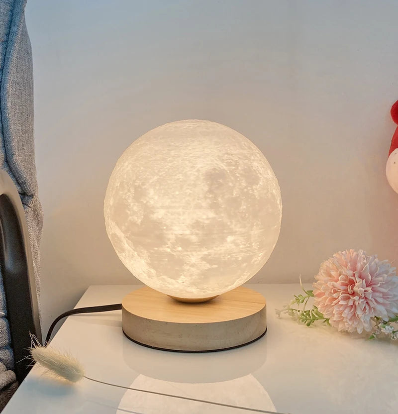 Creative 3D Moon Table Lamp Technology Fashion Atmosphere Lamp Children's Room Student Lamp Bedroom Study Decorative Lamp