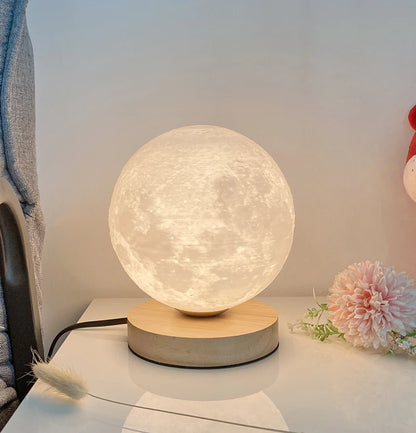 Creative 3D Moon Table Lamp Technology Fashion Atmosphere Lamp Children's Room Student Lamp Bedroom Study Decorative Lamp