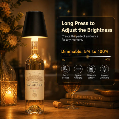 Wireless LED Bottle Lamp Rechargeable RGB Dimmable Wine Bottle Light Portable for Bar Restaurant Camping Party Decor Night Light